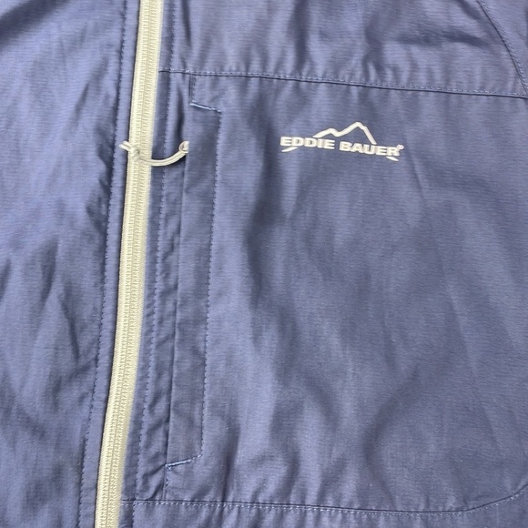 Eddie Bauer Mens Navy Blue Hooded Zip Up Windbreaker, size Large Tall - Picture 5 of 10